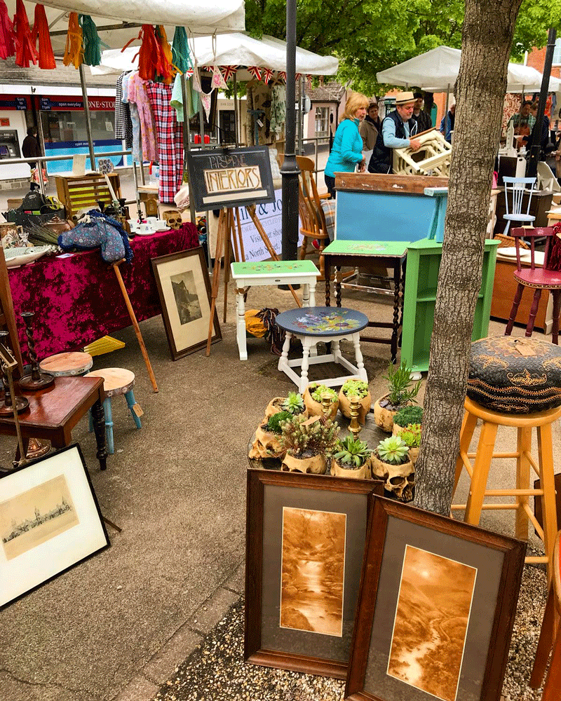 Stalls at a local antiques and craft market