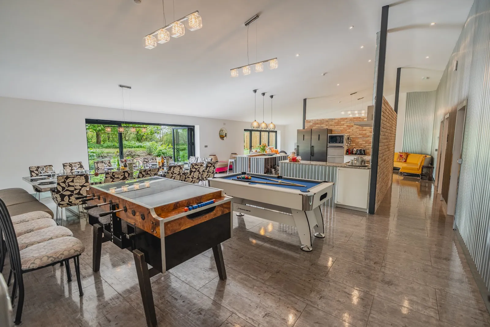The games room at Vedalworks, with games for the whole group at a group holiday house sleeping up to 24